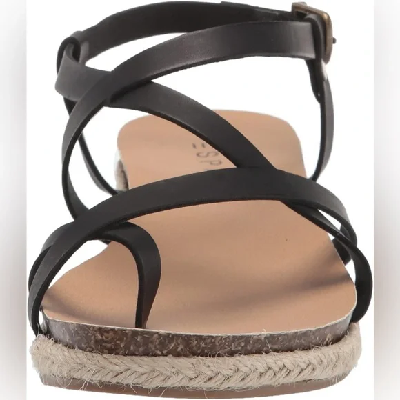 Esprit Black Strappy Espadrille Sandals criss cross summer trendy Judy - Picture 2 of 5